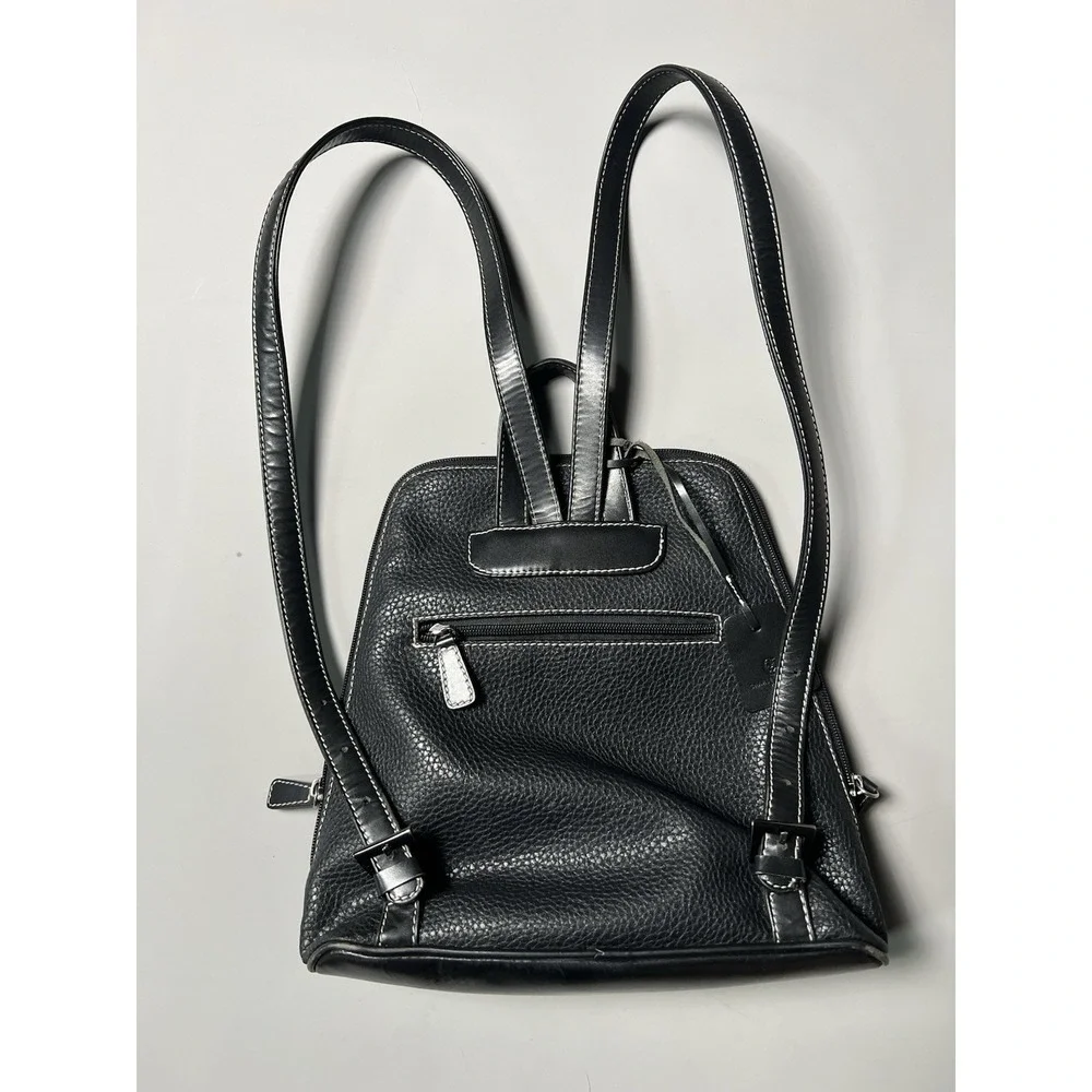 Vintage Charles Hubert‎ Black Leather Backpack Purse Bag